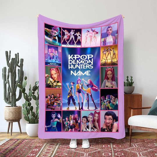 Discover Rumi Mira Zoey Performance Blanket, KPop Group Idol Blanket, Picture Frame With Quote Movie Gift, Girls Group Stage Show Decor Gift, THA366