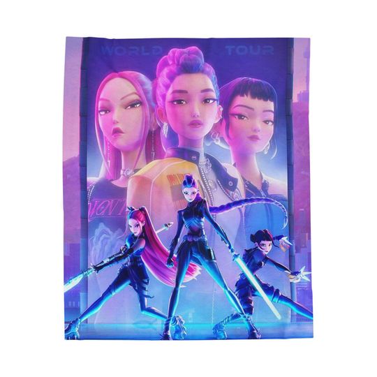Discover Plush Blanket, Cozy Throw, K-Pop Demon Hunters, Comforting Soft Bedding, Fleece Bedcover, Anime Couch Blanket