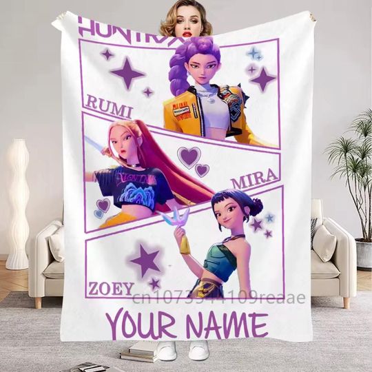 Discover Personalized K-Pop Throw Blanket  Custom Name Fan Gift
