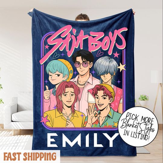 Discover Personalized K-Pop Demon Hunter Blanket  Custom Saja Boys Fantasy Throw