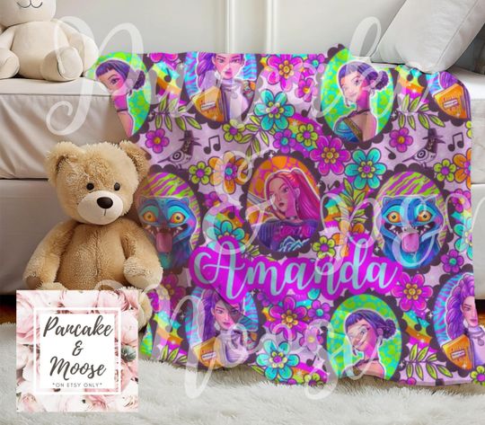 Discover Personalized Kpop Demon Hunter Blanket - Custom Name Soft Velveteen Throw