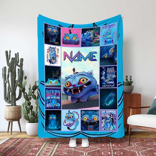 Blue Derpy Tiger Blanket, KPop Funny Animal Character Gift