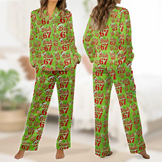 Discover Six Seven Meme Christmas Pajamas Set, Funny PJs Xmas Gift, 6 7 Trendy Viral Sleepwear, Gen Z Gen Alpha Xmas Loungewear Gift,67 Xmas Clothing