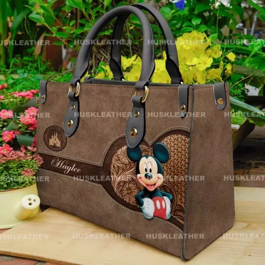 Discover Personalized Mickey Mouse Leather Handbag, Mickey Mouse Lovers Leather Bag Gift