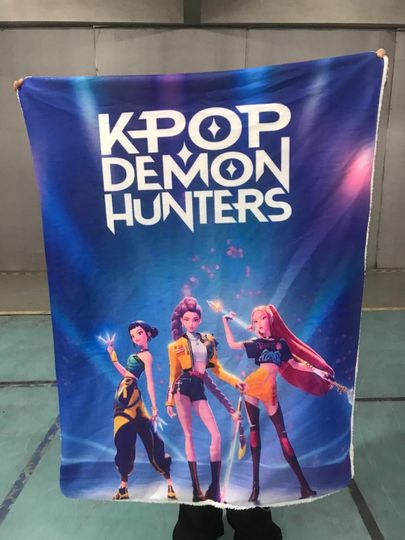 Discover Kpop Demon Hunters Throw Blanket, Cute Huntrix Inspired Anime Gift