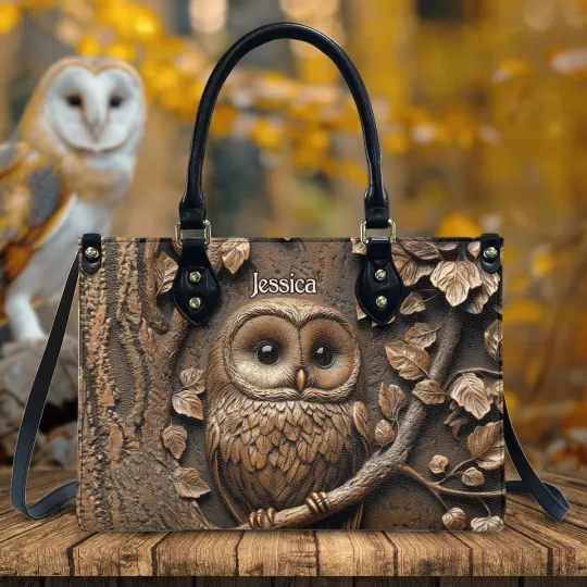 Discover Personalized Stunning Owl Leather Handbag, Owl Lovers Leather Handbag Gift
