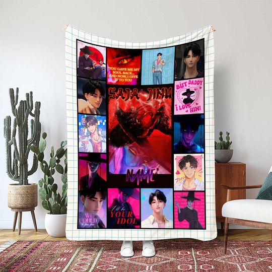 Discover Jinu Cute Idol Pop Star Blanket, Animated Boy Character Portrait Gift