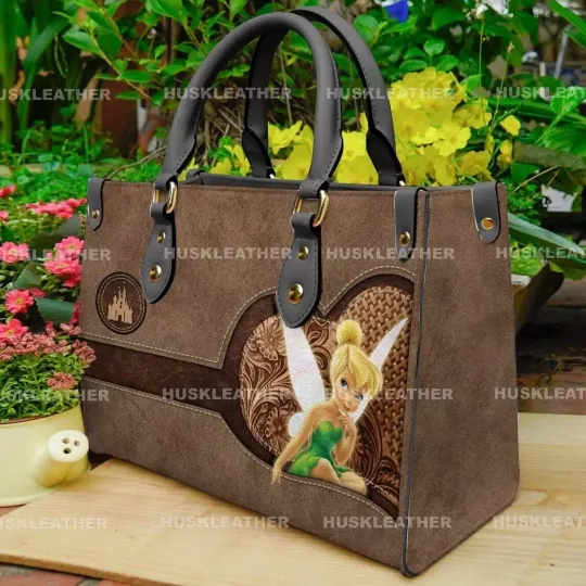 Tinker Bell Leather Handbag, Tinker Bell Lovers Leather Bag Gift