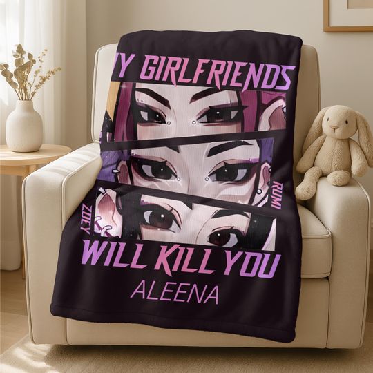 Discover Personalized Kpop Demon Blanket,Custom Kpop Fun Gift,Cozy K-Pop Hunter Name Blanket,Kpop Girl Blanket,Anime Inspired Blanket,Holiday Throw