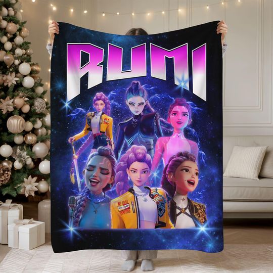 Discover Rumi Blanket, Kpop Demon Hunter Blanket Gift for K-pop Fans and Lovers, Funny Gift for Teen and Tween Girls and Teenagers, Cozy Fleece Throw