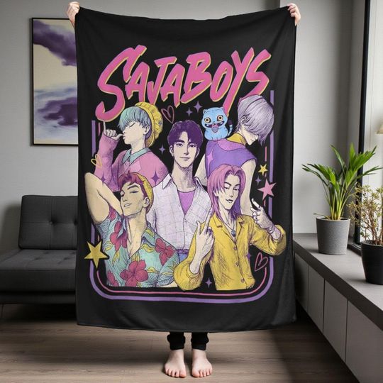 Discover Saja Boys Kpop Throw Blanket, Anime Demon Hunter Fleece Blanket, Warm Soft Velvet Plush Quilt, Kpop Fan Gift, Cozy Bed or Couch Decor