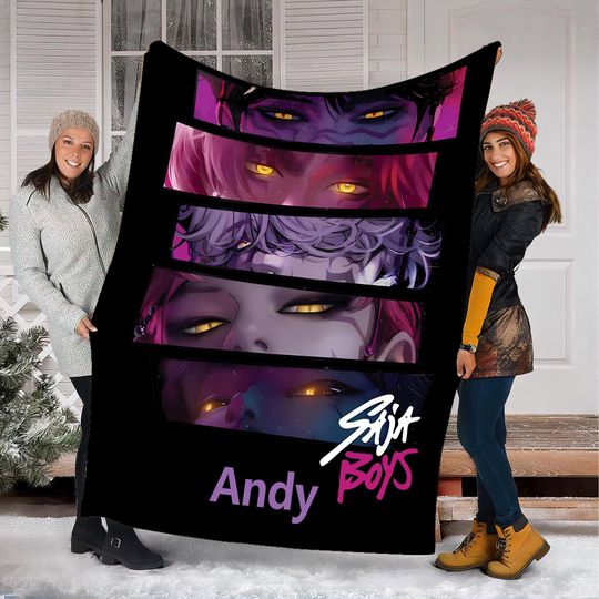 Discover Personalized Blanket With Huntrix Theme, Saja Boys Blanket, Kpop Demon Hunter Blanket, Custom Name Saja Boys Blanket, Gift for Huntrix fans