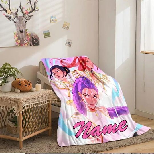 Discover Custom KPDH Huntrix Girl Group Blanket, Custom KPDH Birthday Blanket, Personalized Anime Blanket, Birthday Gift, Xmas Gift