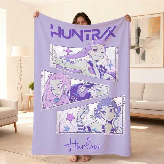 Discover Custom Kpop Demon Hunters Blanket with Name, Huntrix Anime Inspired, Christmas Gift