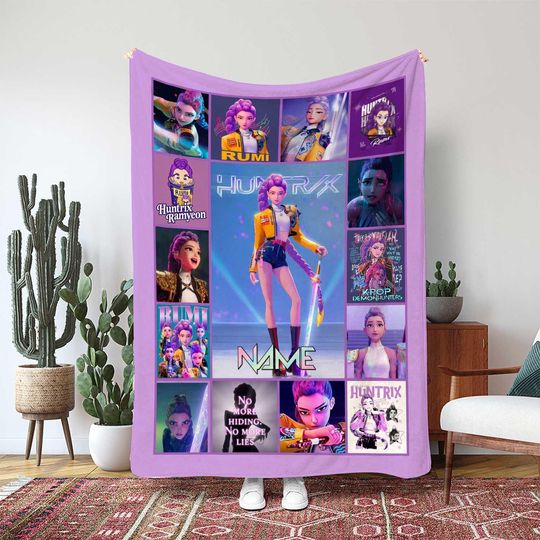 Discover Rumi KPop Girl Idol Blanket, Pop Star Solo Portrait Decor, Girl Group Picture Frame Character Gift, Cute Teen Fan Blanket Gift, THA367