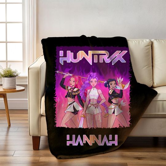 Discover Custom Kpop Huntrix Blanket,Personalized Kpop Demon Blanket,Hunter Girls Throw Blanket,Christmas Kpop Fun Gift,Anime Music Idol Girl Blanket