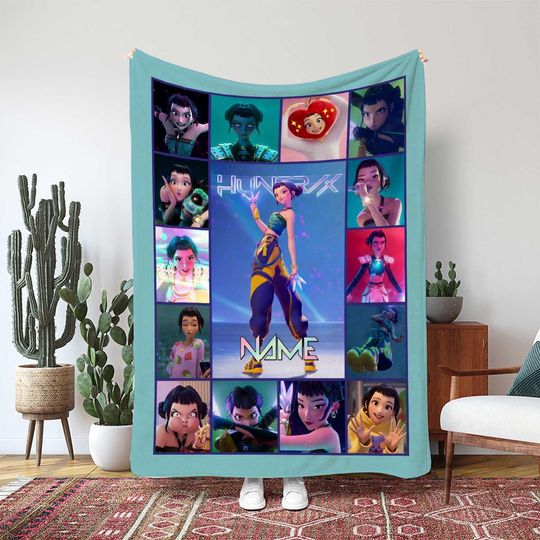 Discover Zoey KPop Girl Idol Blanket, Pop Star Solo Portrait Gift, Picture Frame Rumi Character Decor, Cute Teen Fan Blanket Gift, THA376