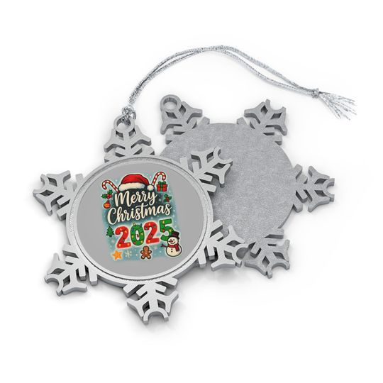 Discover Christmas Pewter Snowflake Ornament, Holiday Decor, Personalized Gift, Winter Decorations, 2025 Keepsake
