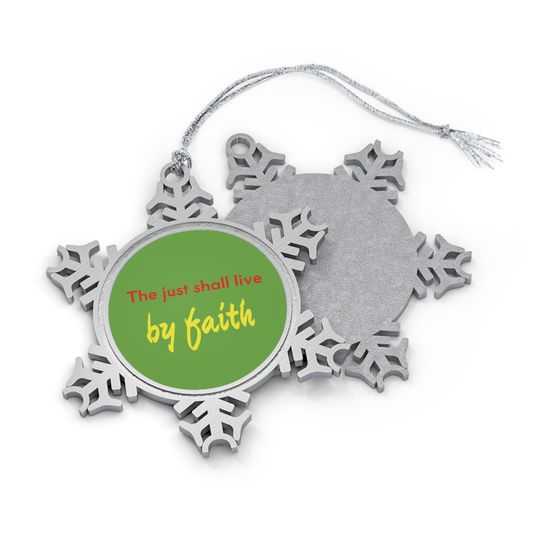 Pewter Snowflake Ornament: Religious Christmas Decoration