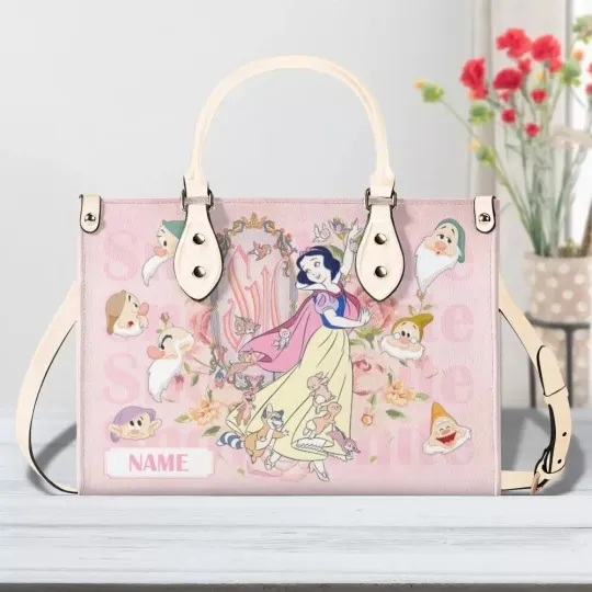 Personalized Snow White Leather Handbag, Snow White Princess Leather Bag Gift