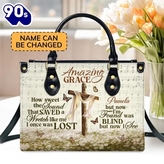 Discover Personalized Inspirational Scripture Leather Handbag, Christian God Leather Bag