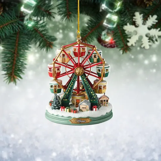 Discover Christmas Ferris Wheel Flat Ornament, Vintage Carnival Holiday Decor