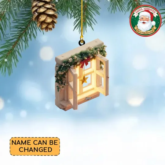 Discover Open Window Christmas Ornament with Garland and Star