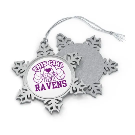 Ravens Girl Pewter Snowflake Ornament