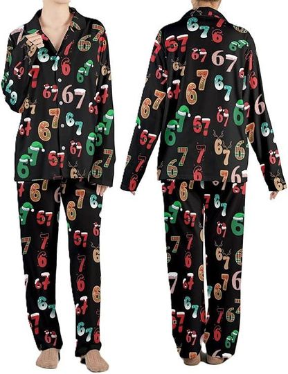 Discover Six Seven Meme Xmas Pajamas Set For Women, 67 Pajamas, 6 7 Meme Funny Pajamas