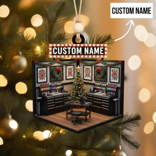 Discover Personalized Tattoo Studio Ornament – Custom Tattoo Artist Christmas Gift