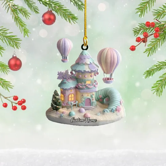 Discover Pastel Fairy House Christmas Ornament,Air Balloon Holiday Tree Decor DHT 71149