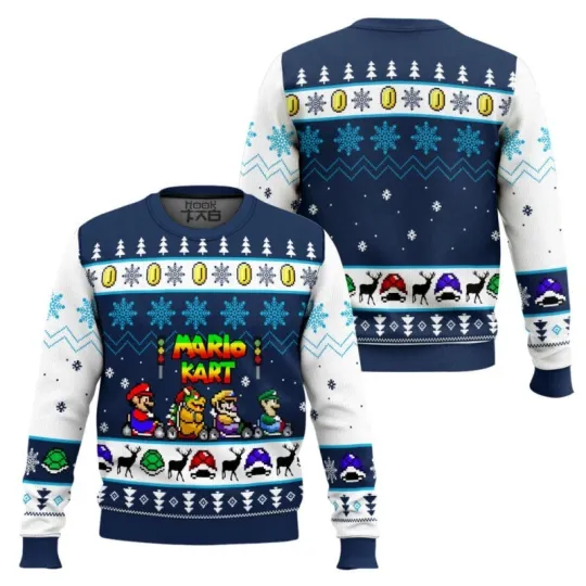 Mario Kart Racing Ugly Christmas Sweater 2025