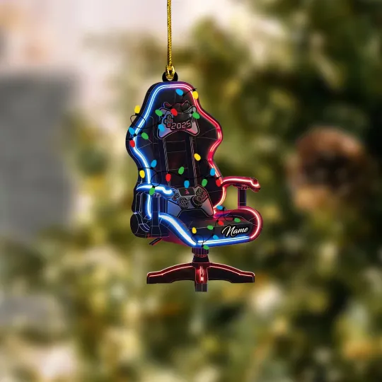 Discover Personalized Gaming Chair Ornament 2025, Gamer Christmas Ornament