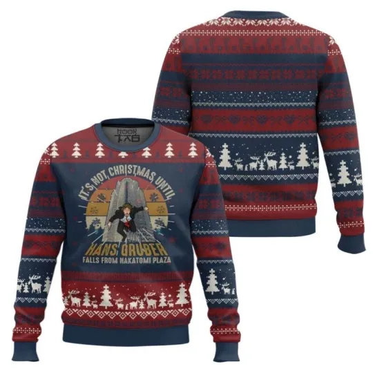 It Is Not Christmas Until Hans Gruber Falls Die Hard Ugly Christmas Sweater