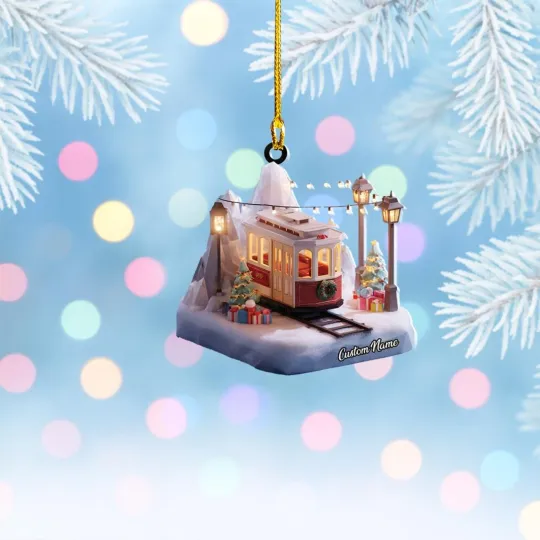 Discover Christmas Tram Ornament , Holiday Cable Car Hanging Tree Decoration DHT 7145
