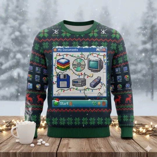 Discover Vintage Windows XP Boot Screen Ugly Holiday Sweater Unique