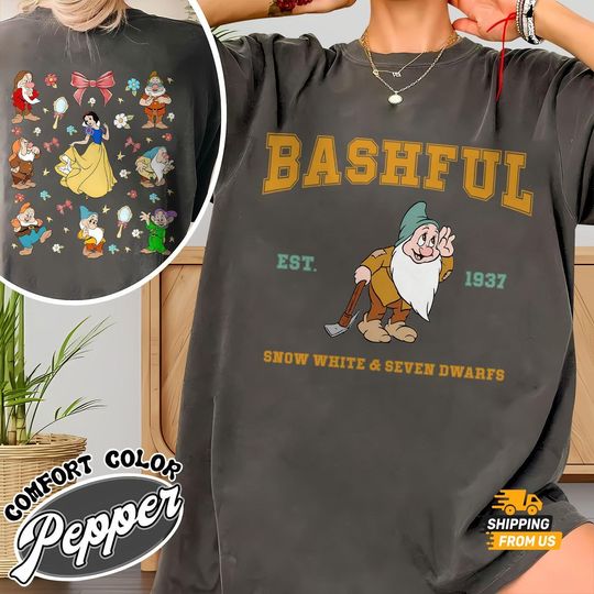 Discover Comfort Colors Bashful Dwarf Tshirt, Disney Snow White Movie T-shirt, Matching Tee, Magic Kingdom Shirt, Disney Princess Tee For Men