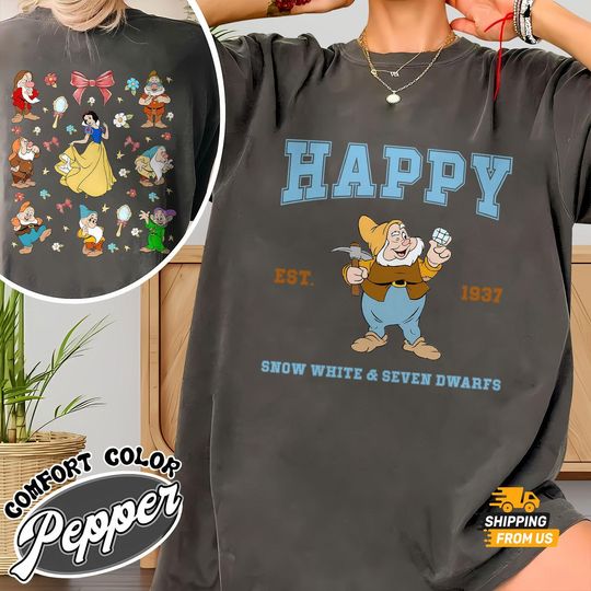 Discover Comfort Colors Happy Dwarf Tshirt, Disney Snow White Movie Shirt, Disney Princess T-shirt, Magic Kingdom Tee, Matching Shirt For Her