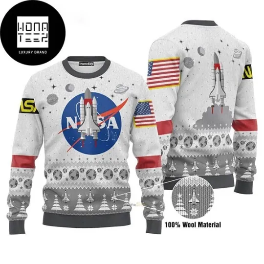 Discover NASA American Flag Pattern Ugly Christmas Sweater