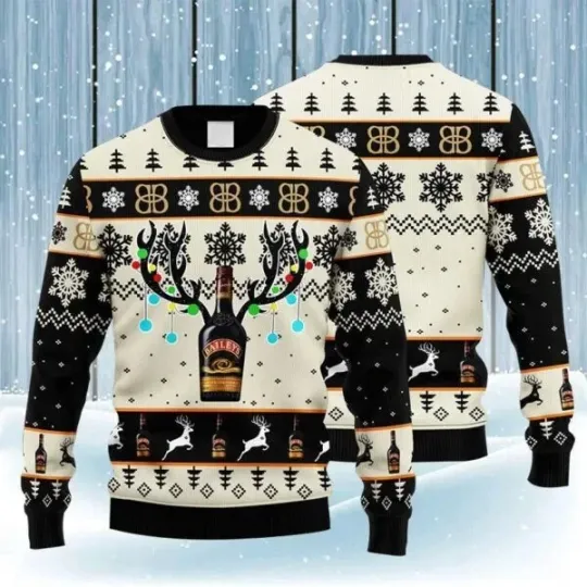 Discover Baileys Reindeer Snowy Night Ugly Sweater