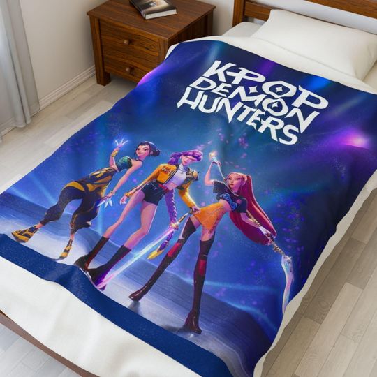Discover K-Pop Demon Hunters Plush Blanket 50''x60'', Cozy Throw, Gift for Fans, Bedspread, Home Dcor, Blanket for All Seasons