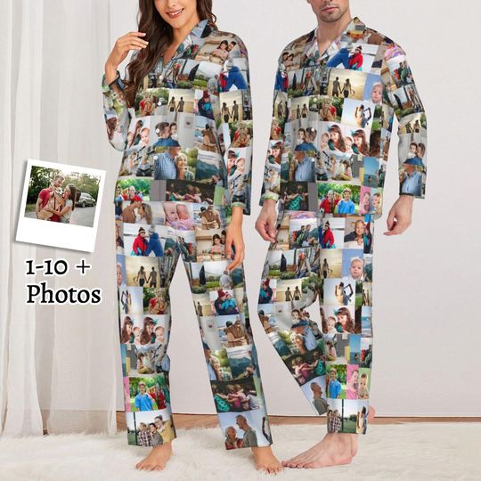 Discover Custom Pajamas, Custom Photo Pyjamas, Custom Pajamas with Photos, Personalized Photo Pajama Set, Family Pajamas Set, Family Gif