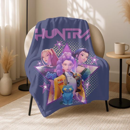 Discover Custom K-pop Demons Hunters Blanket,Personalized Huntrix Demon Hunters Blanket,Gifts for Huntrix Fans,Anime Inspired Blanket,Rumi Mira Zoey