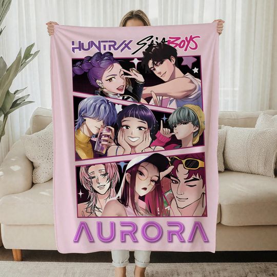 Discover Custom Huntrix Name Blanket , Personalized Kpop Demon Hunter Blankets, Huntrix Kids Blanket For Girls, Christmas Family Gift