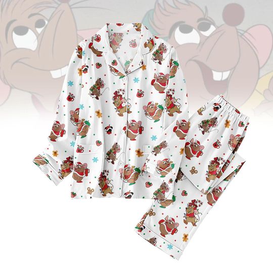 Discover Disney Gus Gus Christmas Pajamas Set, Cute Mouse Holiday PJs, Cinde Jaq and Gus Xmas Sleepwears, Disneyland Xmas Gift
