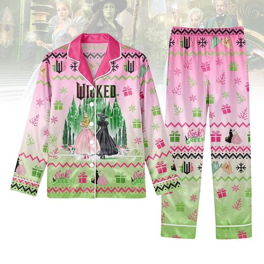 Discover Cute Wicked Satin Pajamas Set, Changed For Good Long Pajama Set, Wicked Musical Movie Fan, Cute Sleepwear Set, Xmas Gift