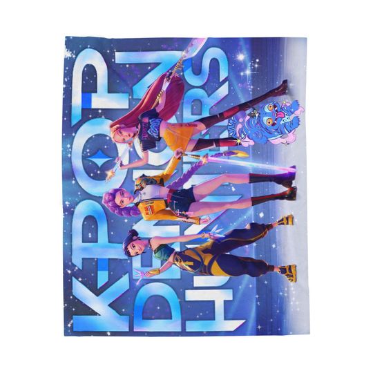 Discover Huntrx Plush Blanket, K-Pop Demon Hunter Throw, Cozy Blanket, Velvet Sherpa Bed Cover, Anime Fan Gift