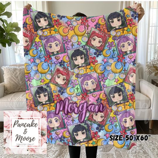 Discover Kpop Huntrix Demon Hunter Picture Colorful fan gift, custom soft blanket throw for kids