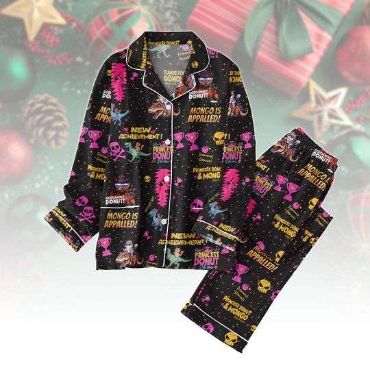 Princess Donut And Mongo Pajamas Set, Dungeon Crawler Carl Matching Pajamas Set, Fantasy Book Pajamas For Fan, Bookish Pajamas
