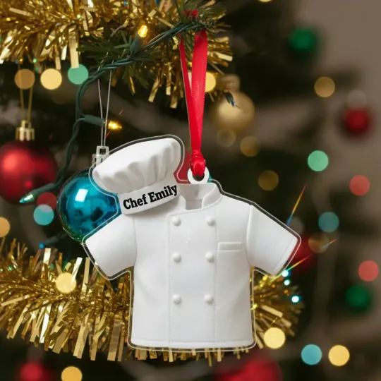 Discover Personalized Chef Uniform Christmas Ornament: Custom Acrylic Chef Gift